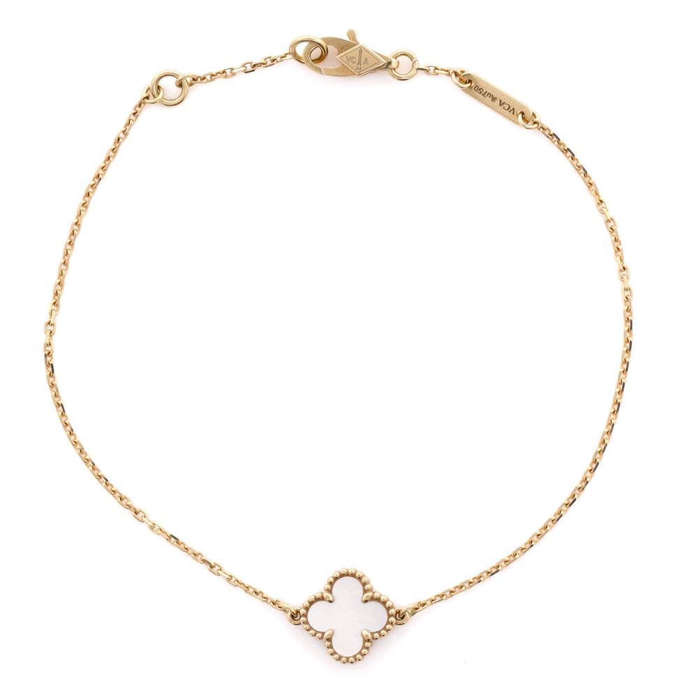 Van Cleef & Arpels Sweet Alhambra Bracelet 18K Yellow Gold and Mother of Pearl